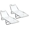 Image de vidaXL - Opvouwbare - zonnebed - 2 - pcs - Crème - 182 - x - 55 - x - 85,5 - cm - Textileen