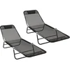 Image de vidaXL - Opvouwbare - zonnebed - 2 - pcs - Zwart - 182 - x - 55 - x - 85,5 - cm - Textileen