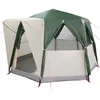 Image de vidaXL - Cabin - Tent - 3-Person - met - dak - Groen - en - Wit - 320 - x - 320 - x - 203 - cm