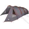 Image de vidaXL - Tunnel - Tent - voor - 6 - Personen - Grijs - en - Oranje - 890 - x - 470 - x - 220 - cm