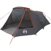Image de vidaXL - Tunnel - Tent - 3-Person - met - dak - Grijs - en - Oranje - 328 - x - 228 - x - 115 - cm