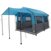 Image de vidaXL - Familietent - 4-Persoons - Blauw - en - Grijs - 324 - x - 255 - x - 230 - cm