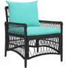 Image de vidaXL - Tuinstoel - met - kussen - Zwart - 73 - x - 61 - x - 77 - cm - poly - rattan