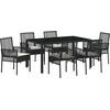 Image de vidaXL - Tuin - Eettafel - Set - 7 - pcs - Zwart - poly - rattan