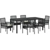 Image de vidaXL - Tuin - Eettafel - Set - 7 - pcs - Zwart - poly - rattan