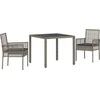 Image de vidaXL - Tuin - Eettafel - Set - 3 - pcs - Grijs - poly - rattan