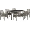 Image de vidaXL - Tuin - Eettafel - Set - 7 - pcs - Grijs - poly - rattan