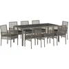 Image de vidaXL - Tuin - Eettafel - Set - 9 - pcs - Grijs - poly - rattan