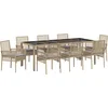 Image de vidaXL - Tuin - Eettafel - Set - 9 - pcs - Beige - poly - rattan