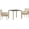Image de vidaXL - Tuin - Eettafel - Set - 3 - st - Beige - poly - rattan