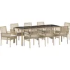 Image de vidaXL - Tuin - Eettafel - Set - 9 - pcs - Beige - poly - rattan