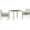 Image de vidaXL - Tuin - Eettafel - Set - 3 - pcs - Lichtgrijs - poly - rattan