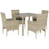 Image de vidaXL - Tuin - Eettafel - Set - 5 - pcs - Lichtgrijs - poly - rattan