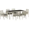 Image de vidaXL - Tuin - Eettafel - Set - 7 - pcs - Lichtgrijs - poly - rattan