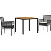 Image de vidaXL - Tuin - Eettafel - Set - 3 - pcs - Zwart - poly - rattan