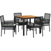 Image de vidaXL - Tuin - Eettafel - Set - 5 - pcs - Zwart - poly - rattan
