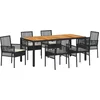 Image de vidaXL - Tuin - Eettafel - Set - 7 - pcs - Zwart - poly - rattan