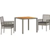 Image de vidaXL - Tuin - Eettafel - Set - 3 - pcs - Grijs - poly - rattan