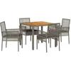 Image de vidaXL - Tuin - Eettafel - Set - 5 - pcs - Grijs - poly - rattan