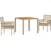 Image de vidaXL - Tuin - Eettafel - Set - 3 - pcs - Beige - poly - rattan
