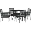 Image de vidaXL - Tuin - Eettafel - Set - 5 - pcs - Zwart - poly - rattan