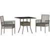 Image de vidaXL - Tuin - Eettafel - Set - 3 - pcs - Grijs - poly - rattan