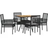 Image de vidaXL - Tuin - Eettafel - Set - 5 - pcs - Zwart - poly - rattan