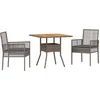 Image de vidaXL - Tuin - Eettafel - Set - 3 - pcs - Grijs - poly - rattan