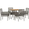 Image de vidaXL - Tuin - Eettafel - Set - 5 - pcs - Grijs - poly - rattan