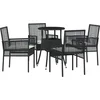 Image de vidaXL - Tuin - Eettafel - Set - 5 - pcs - Zwart - poly - rattan