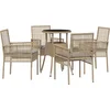 Image de vidaXL - Tuin - Eettafel - Set - 5 - pcs - Beige - poly - rattan