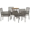 Image de vidaXL - Tuin - Eettafel - Set - 5 - pcs - Grijs - poly - rattan