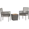 Image de vidaXL - Tuin - Bistro - Set - 3 - pcs - Grijs - poly - rattan