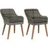 Image de vidaXL - Tuinstoel - met - kussen - 2 - pcs - Grijs - 62,5 - x - 55 - x - 82 - cm - poly - rattan
