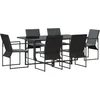 Image de vidaXL - Tuin - Eettafel - Set - 7 - pcs - Zwart - Staal