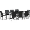 Image de vidaXL - Tuin - Eettafel - Set - 9 - pcs - Zwart - Staal