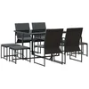 Image de vidaXL - Tuin - Eettafel - Set - 9 - pcs - Zwart - Staal