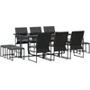 Image de vidaXL - Tuin - Eettafel - Set - 11 - pcs - Zwart - Staal