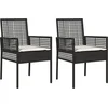 Image de vidaXL - Tuinstoel - met - kussen - 2 - pcs - Zwart - 55 - x - 53 - x - 85 - cm - poly - rattan