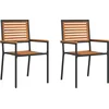 Image de vidaXL - Tuin - stapelstoelen - 2 - pcs - Bruin - en - Zwart