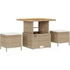 Image de vidaXL - Tuin - Eettafel - Set - Beige - poly - rattan
