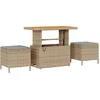 Image de vidaXL - Tuin - Eettafel - Set - Beige - poly - rattan
