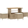 Image de vidaXL - Tuin - Eettafel - Set - Beige - poly - rattan