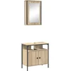 Image de vidaXL - Badkamermeubel - Set - met - plank - 2 - pcs - Bruin - Bewerkt - hout