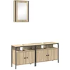 Image de vidaXL - Badkamermeubel - Set - met - plank - 3 - pcs - Bruin - Bewerkt - hout