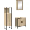 Image de vidaXL - Badkamermeubel - Set - met - plank - 3 - pcs - Bruin - Bewerkt - hout