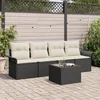 Image de vidaXL - Bankstel - met - kussen - 5 - pcs - Zwart - poly - rattan