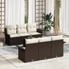 Image de vidaXL - Tuinbank - Set - met - kussen - 7 - pcs - Bruin - poly - rattan