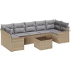Image de vidaXL - Tuinbank - Set - met - kussen - 8 - pcs - Beige - poly - rattan