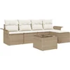 Image de vidaXL - Buitensofa - met - kussen - 6 - pcs - Beige - poly - rattan